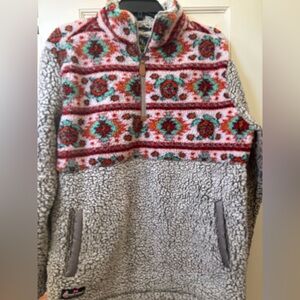 Cozy Gray Patterned Sherpa Pullover